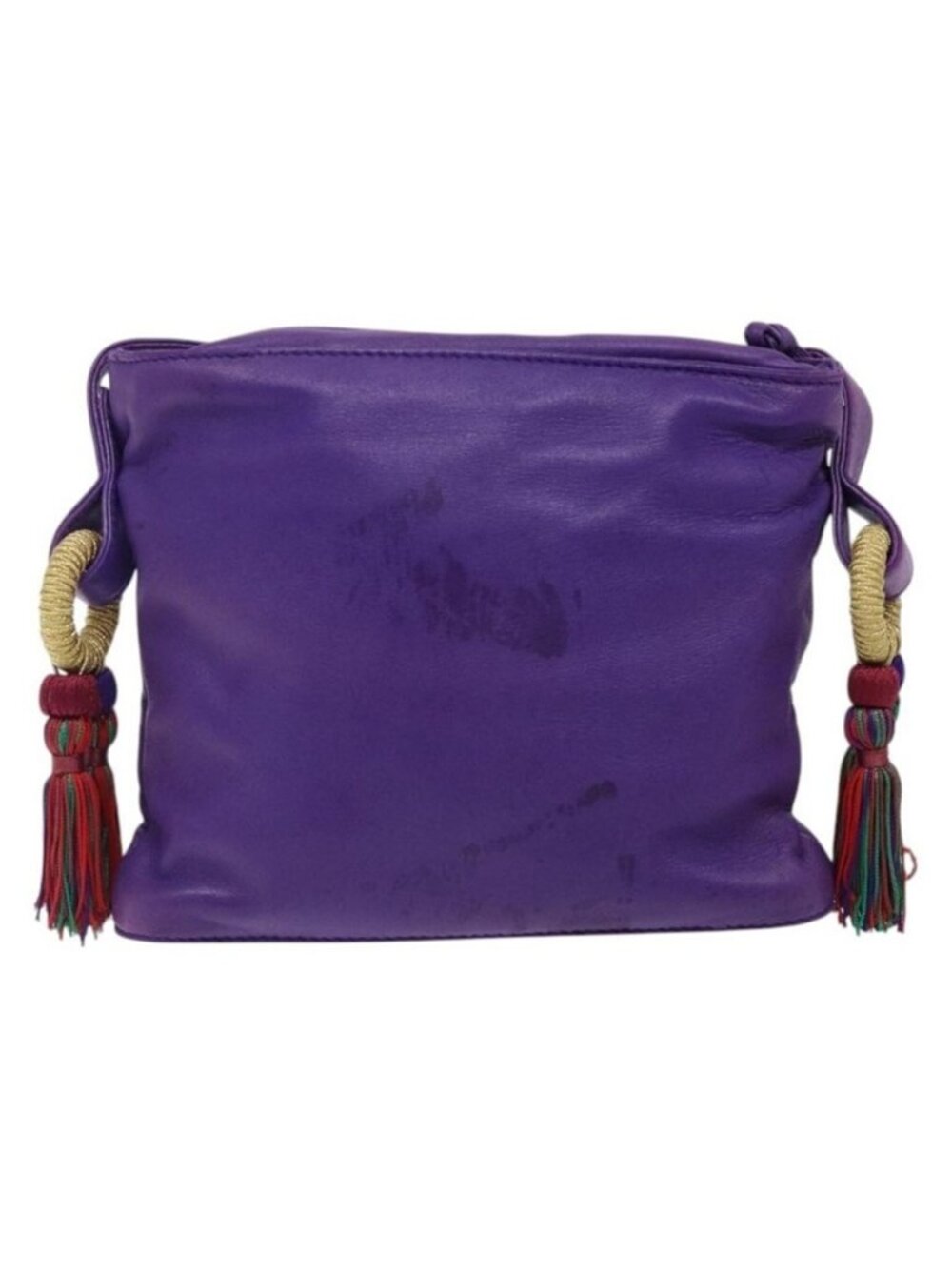 Authentic LOEWE Anagram Shoulder Bag Leather Purple Gold - Picture 6 of 16